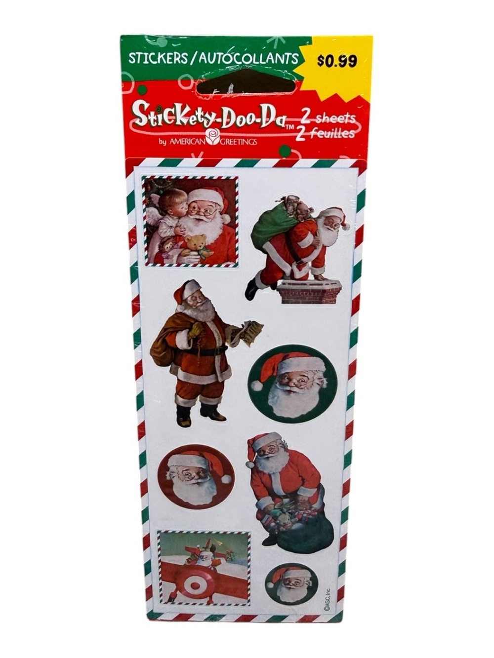 Sealed Vintage American Greetings Stickety Doo Da Santa Clause Stickers